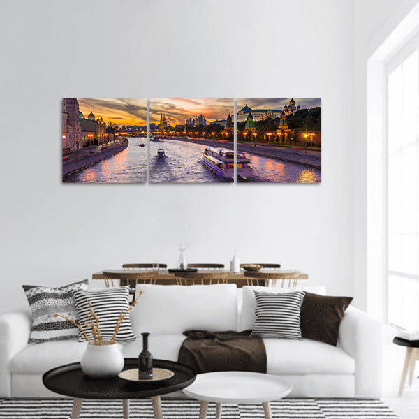 Sunset view of Kremlin and Moscow river in Moscow, Russia Panoramic Canvas Wall Art