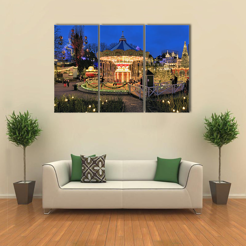 View Of A Garden Decorated For Christmas In Tivoli Garden, Scandivinia, Denmark, Multi Panel Canvas Wall Art
