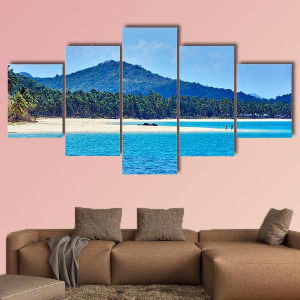 The Nacapan Islands beaches between El Nido and Coron in Palawan, Philippines multi panel canvas wall art