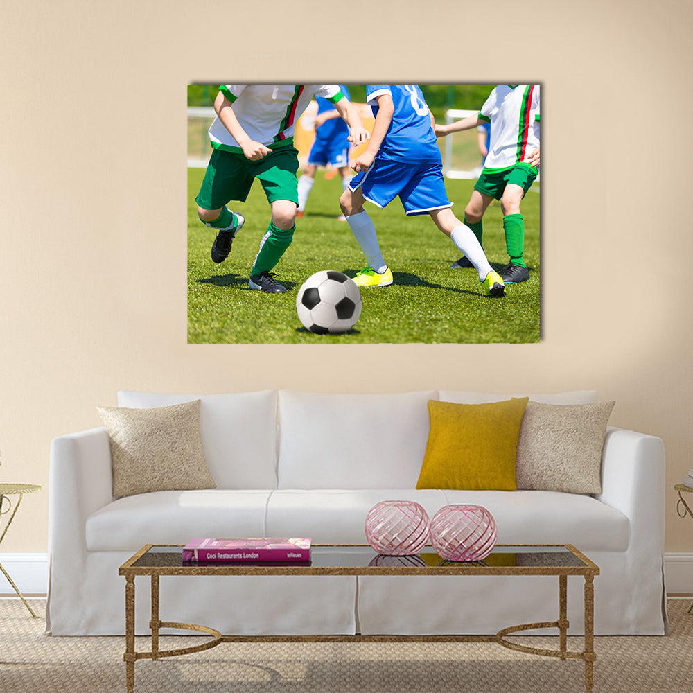 Football match for children Training and football soccer tournament Multi panel canvas wall art