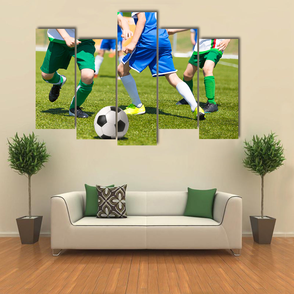 Football match for children Training and football soccer tournament Multi panel canvas wall art