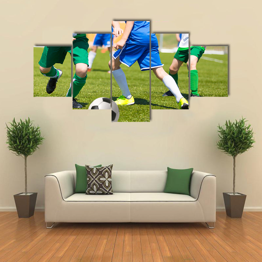 Football match for children Training and football soccer tournament Multi panel canvas wall art