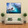 Young Girl In Bikini-Under Big Ocean Wave Family Lifestyle On Summer Vacation With Child Multi Panel Canvas Wall Art