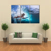 Young Girl In Bikini-Under Big Ocean Wave Family Lifestyle On Summer Vacation With Child Multi Panel Canvas Wall Art