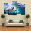 Young Girl In Bikini-Under Big Ocean Wave Family Lifestyle On Summer Vacation With Child Multi Panel Canvas Wall Art