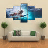 Young Girl In Bikini-Under Big Ocean Wave Family Lifestyle On Summer Vacation With Child Multi Panel Canvas Wall Art