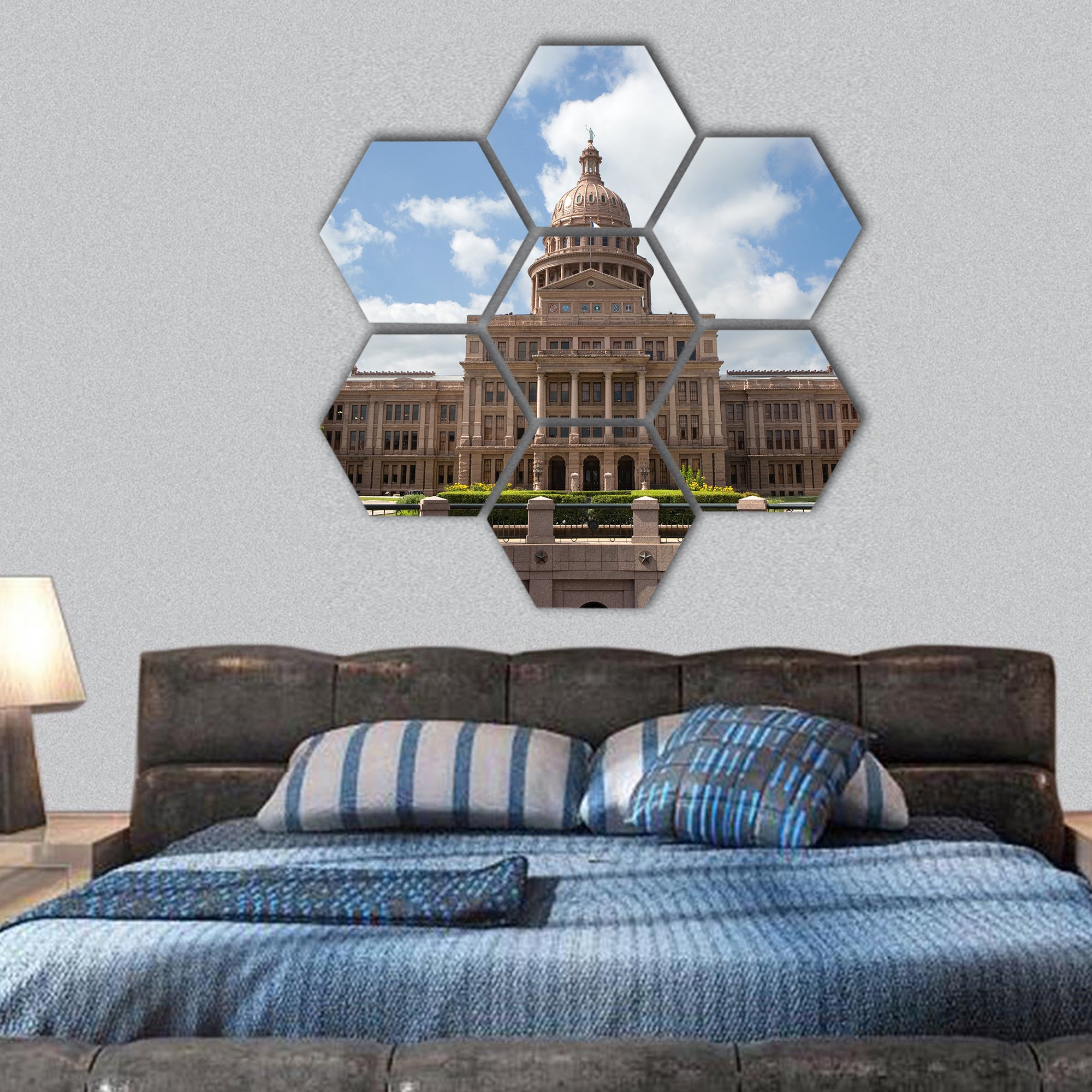 Texas State Capitol building located in Austin, hexagonal canvas wall art