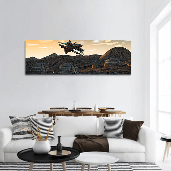 SCIFI UFO concept panoramic canvas wall art.