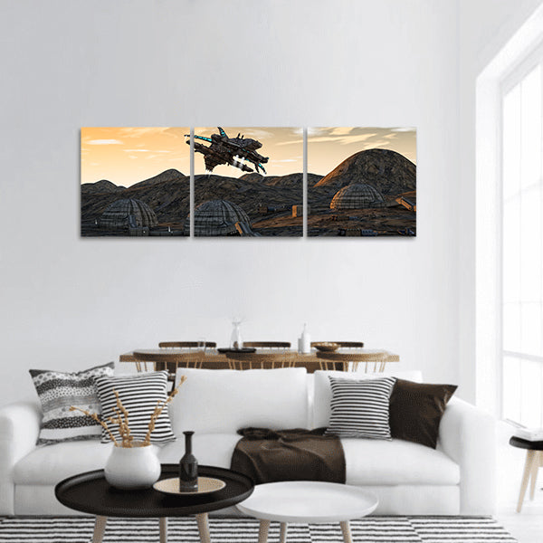SCIFI UFO concept panoramic canvas wall art.