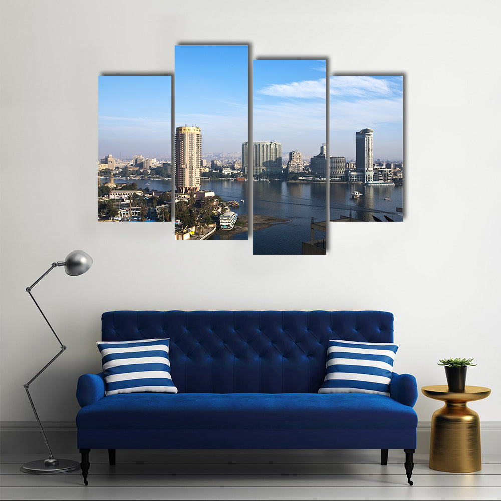 View Of The City From The Nile River In Cairo Multi Panel Canvas Wall Art