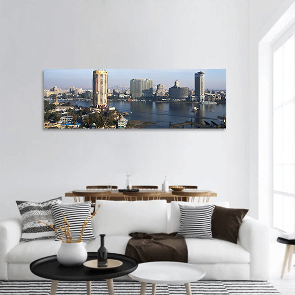 Egypt, Cairo,view of the city from the Nile river Panoramic Canvas Wall Art