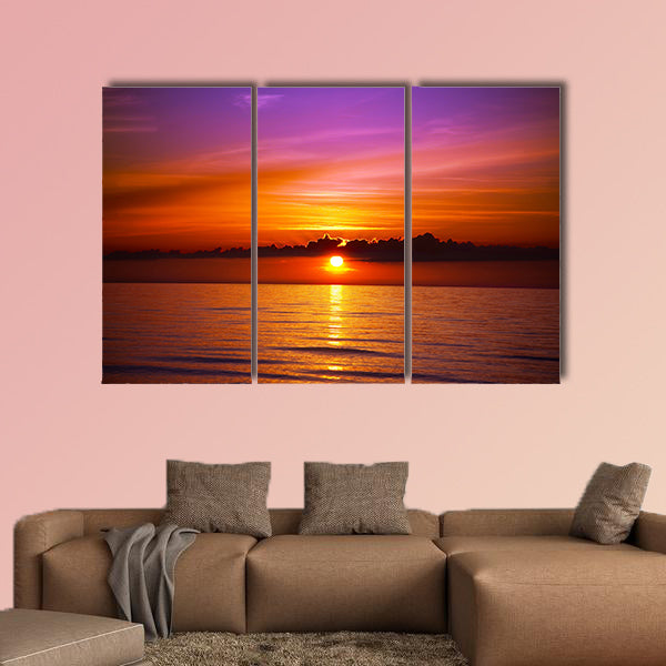 Beautiful sunset on the beach Multi panel canvas wall art