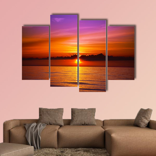Beautiful sunset on the beach Multi panel canvas wall art
