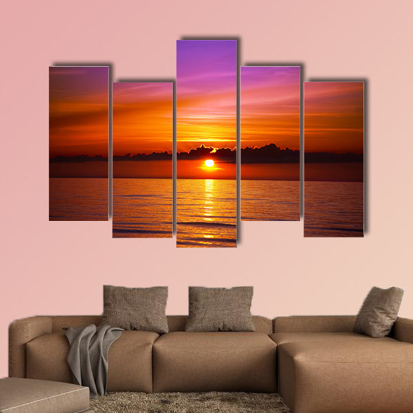 Beautiful sunset on the beach Multi panel canvas wall art