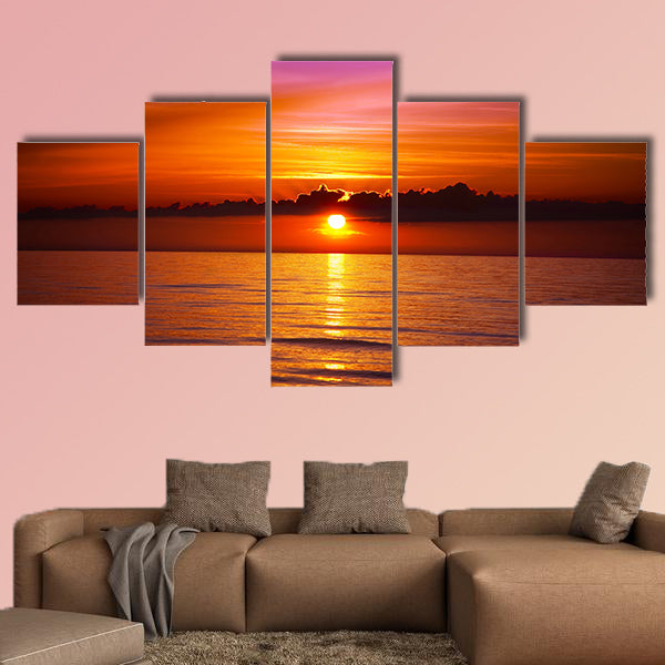 Beautiful sunset on the beach Multi panel canvas wall art