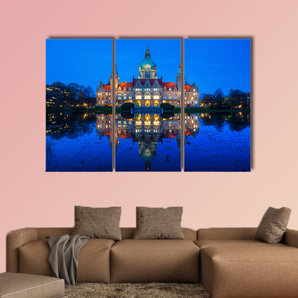 New City Hall in Hanover, Germany multi panel canvas wall art