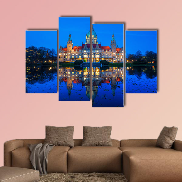 New City Hall in Hanover, Germany multi panel canvas wall art