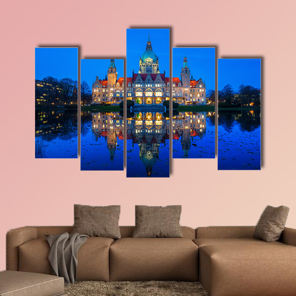 New City Hall in Hanover, Germany multi panel canvas wall art