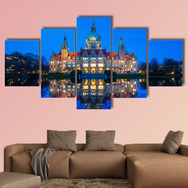 New City Hall in Hanover, Germany multi panel canvas wall art
