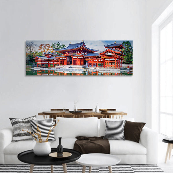 Famous Byodo-in Buddhist temple panoramic canvas wall art.