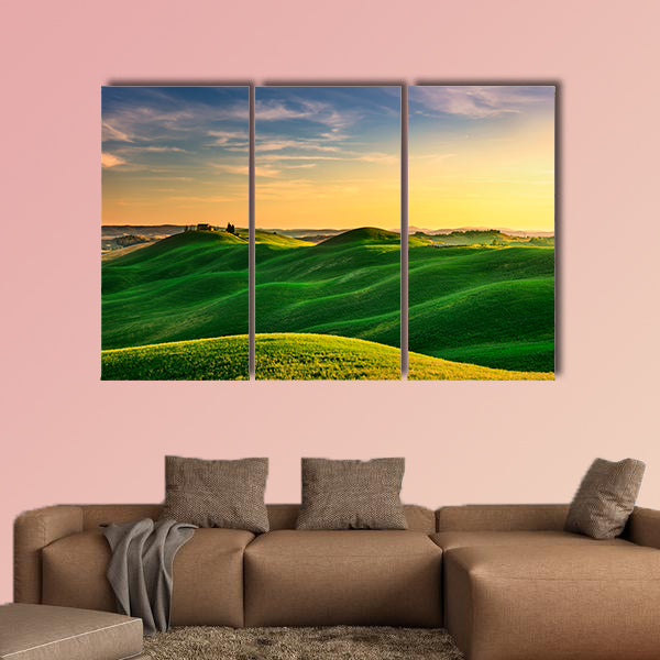 Tuscany, rural landscape in Crete Senesi land multi panel canvas wall art
