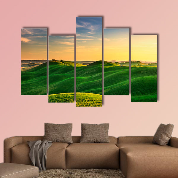 Tuscany, rural landscape in Crete Senesi land multi panel canvas wall art