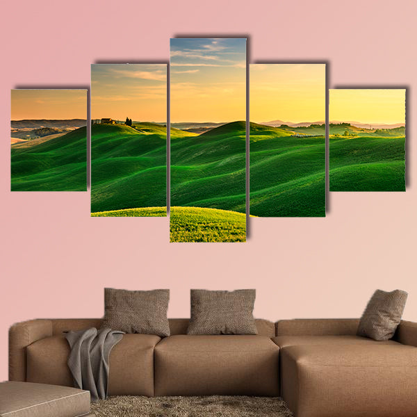 Tuscany, rural landscape in Crete Senesi land multi panel canvas wall art