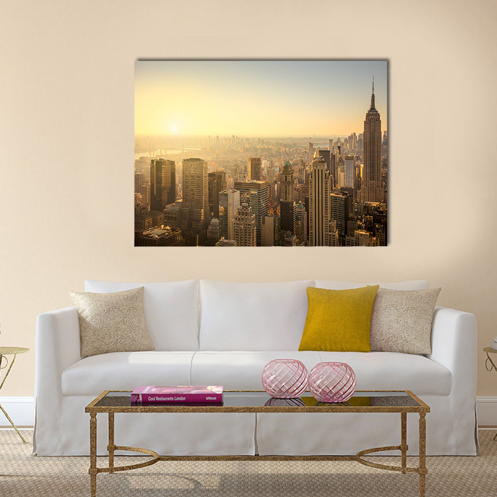 New York City skyline with urban skyscrapers multi panel canvas wall art