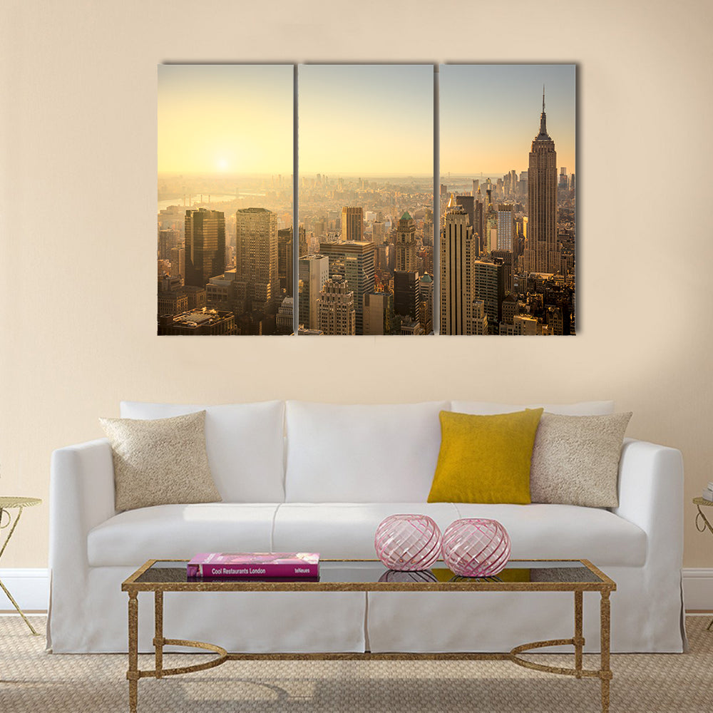 New York City skyline with urban skyscrapers multi panel canvas wall art