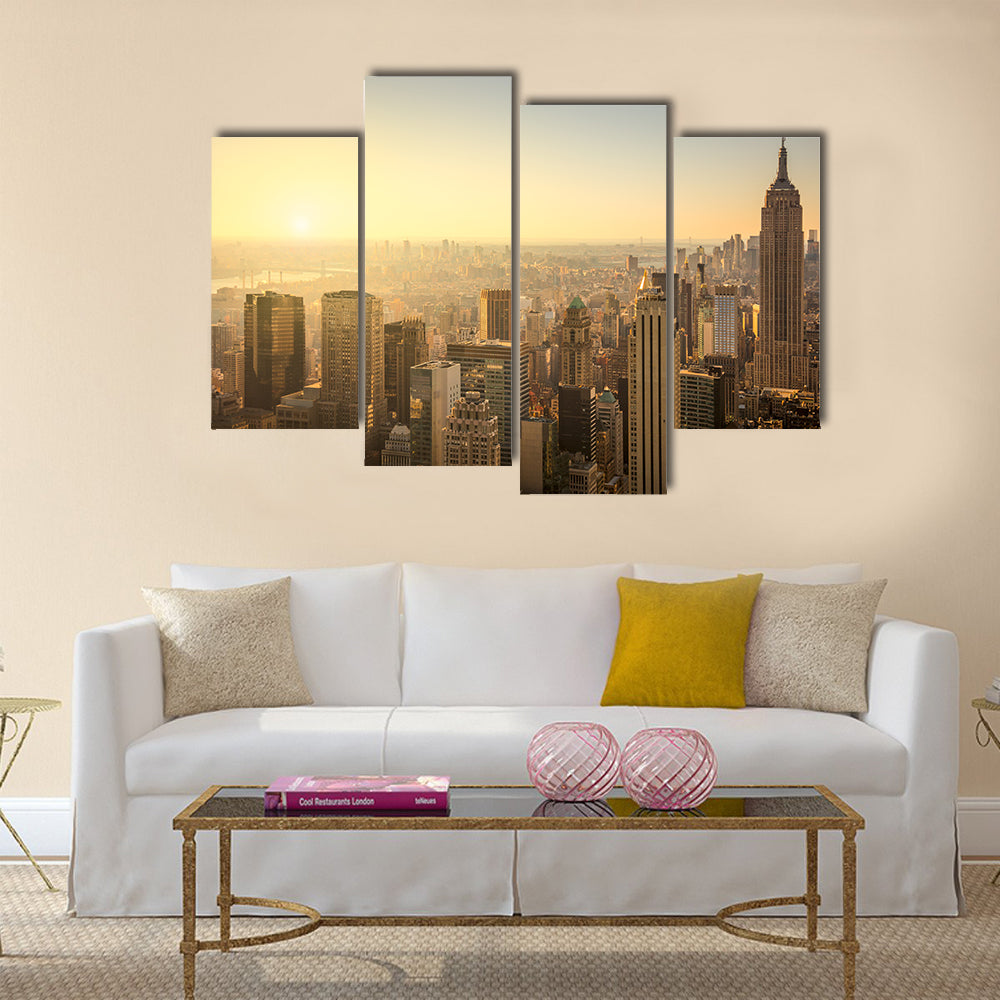 New York City skyline with urban skyscrapers multi panel canvas wall art