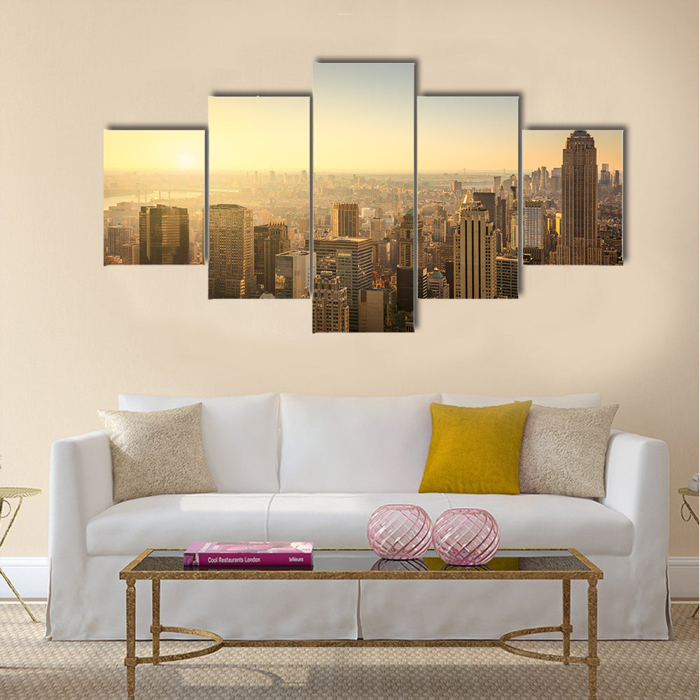 New York City skyline with urban skyscrapers multi panel canvas wall art