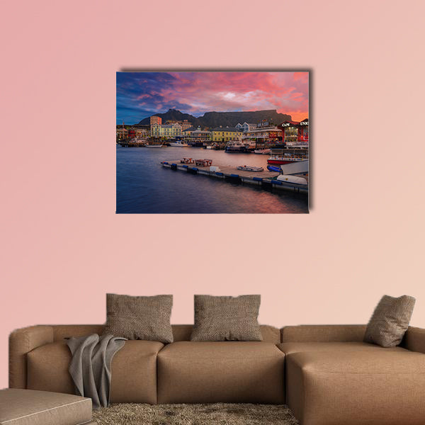 VA Waterfront at the sunset time multi panel canvas wall art