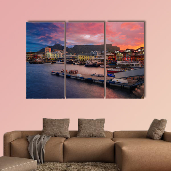 VA Waterfront at the sunset time multi panel canvas wall art