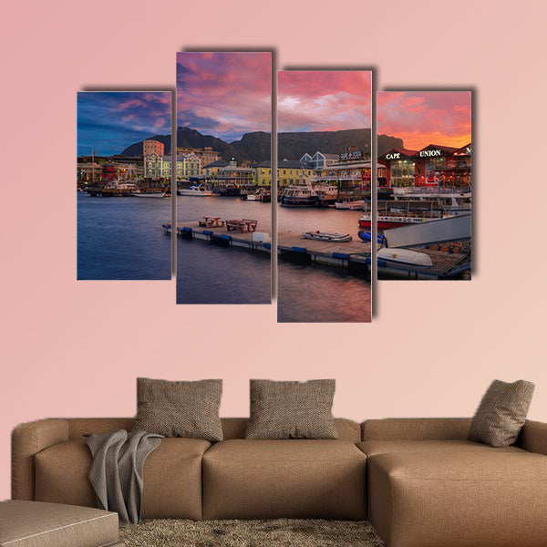 VA Waterfront at the sunset time multi panel canvas wall art