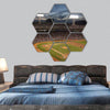 Baseball night game hexagonal canvas wall art