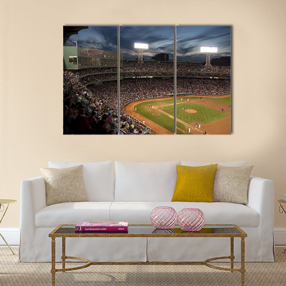 Baseball night game Multi panel canvas wall art