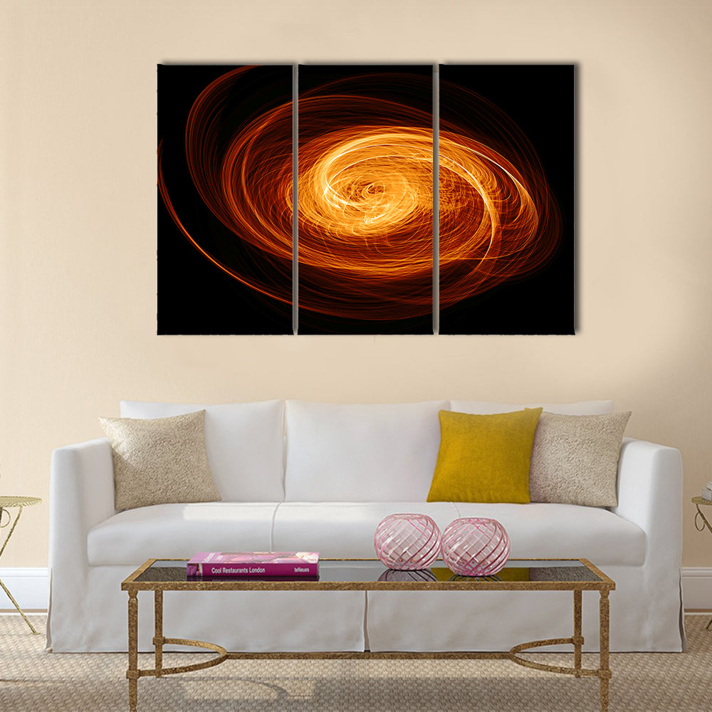 Abstract flaming twisted quasar black hole Multi Panel Canvas Wall Art