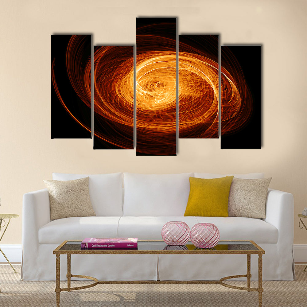 Abstract flaming twisted quasar black hole Multi Panel Canvas Wall Art