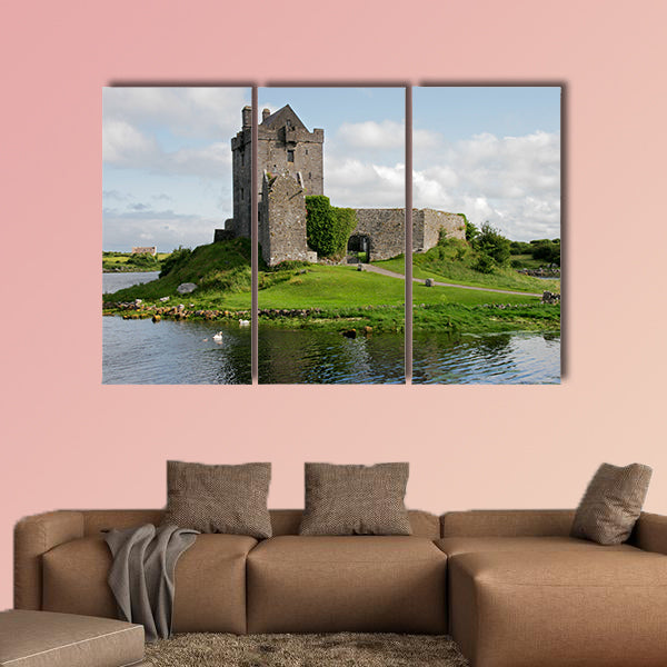View of the Dunguaire Castle, Kinvara Bay  multi panel canvas wall art