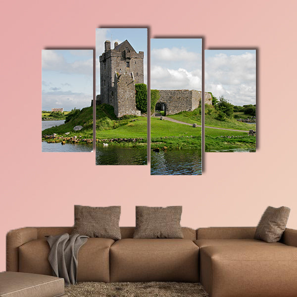 View of the Dunguaire Castle, Kinvara Bay  multi panel canvas wall art
