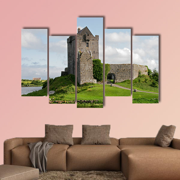 View of the Dunguaire Castle, Kinvara Bay  multi panel canvas wall art