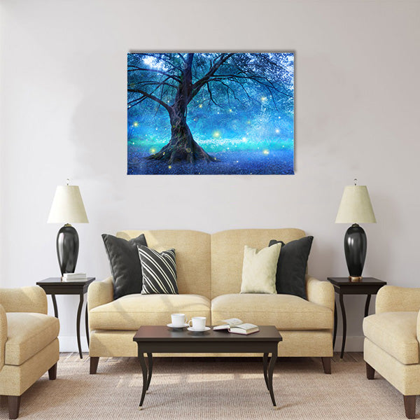 Fairy Tree In Mystic Forest Multi Panel Canvas Wall Art