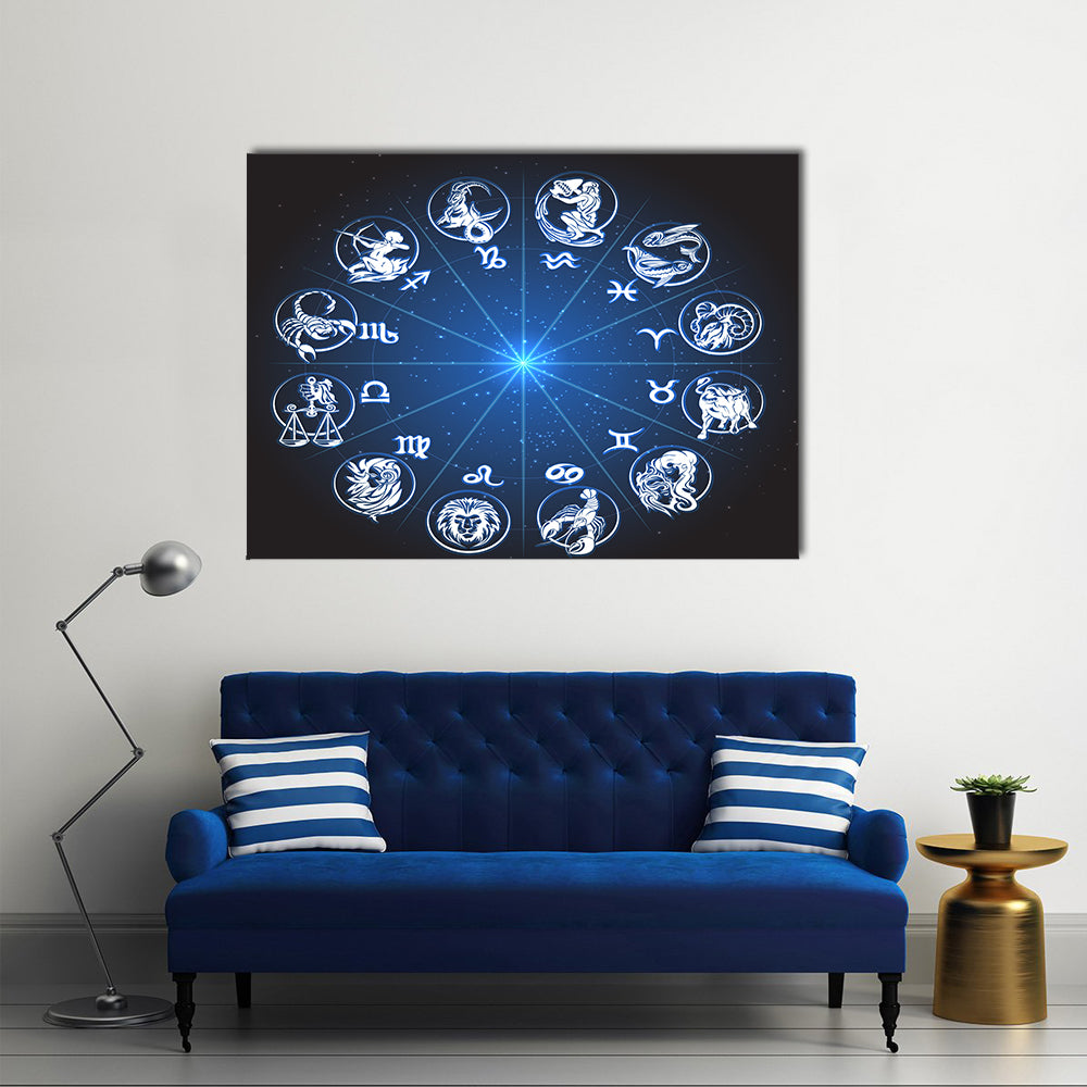Horoscope Against Stars Multi Panel Canvas Wall Art