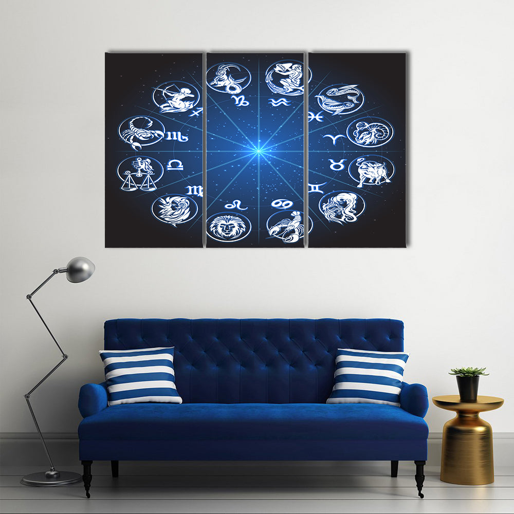Horoscope Against Stars Multi Panel Canvas Wall Art