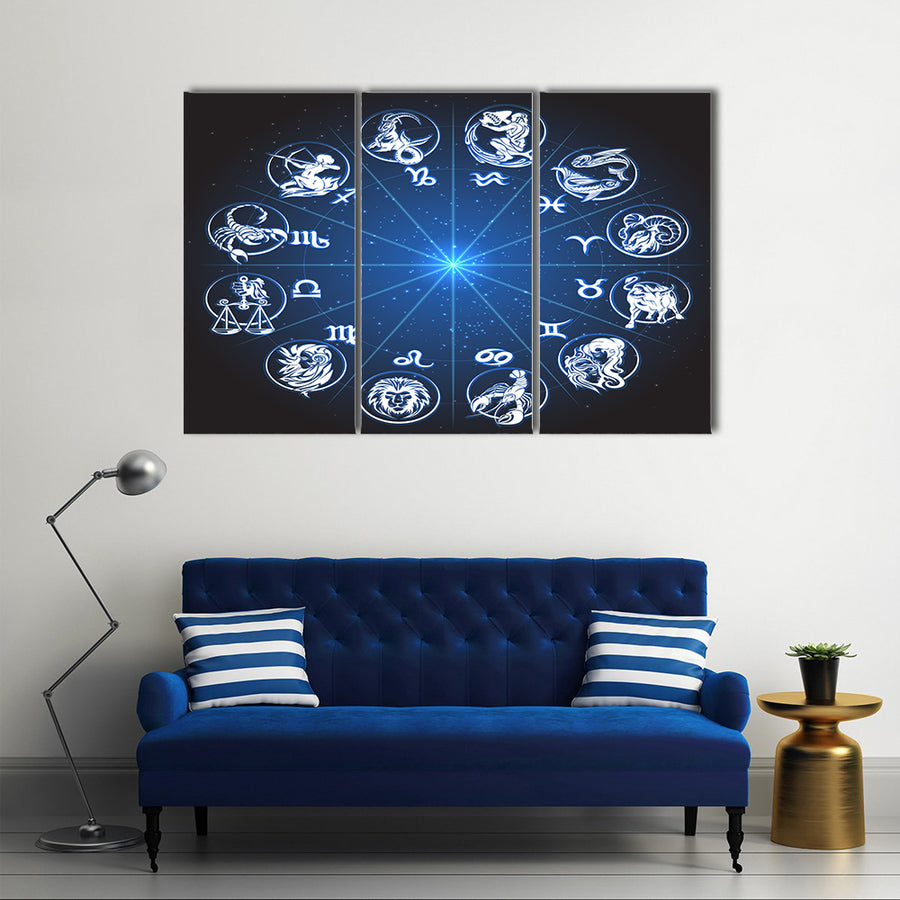 Horoscope Against Stars Multi Panel Canvas Wall Art