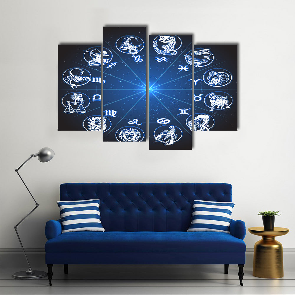 Horoscope Against Stars Multi Panel Canvas Wall Art