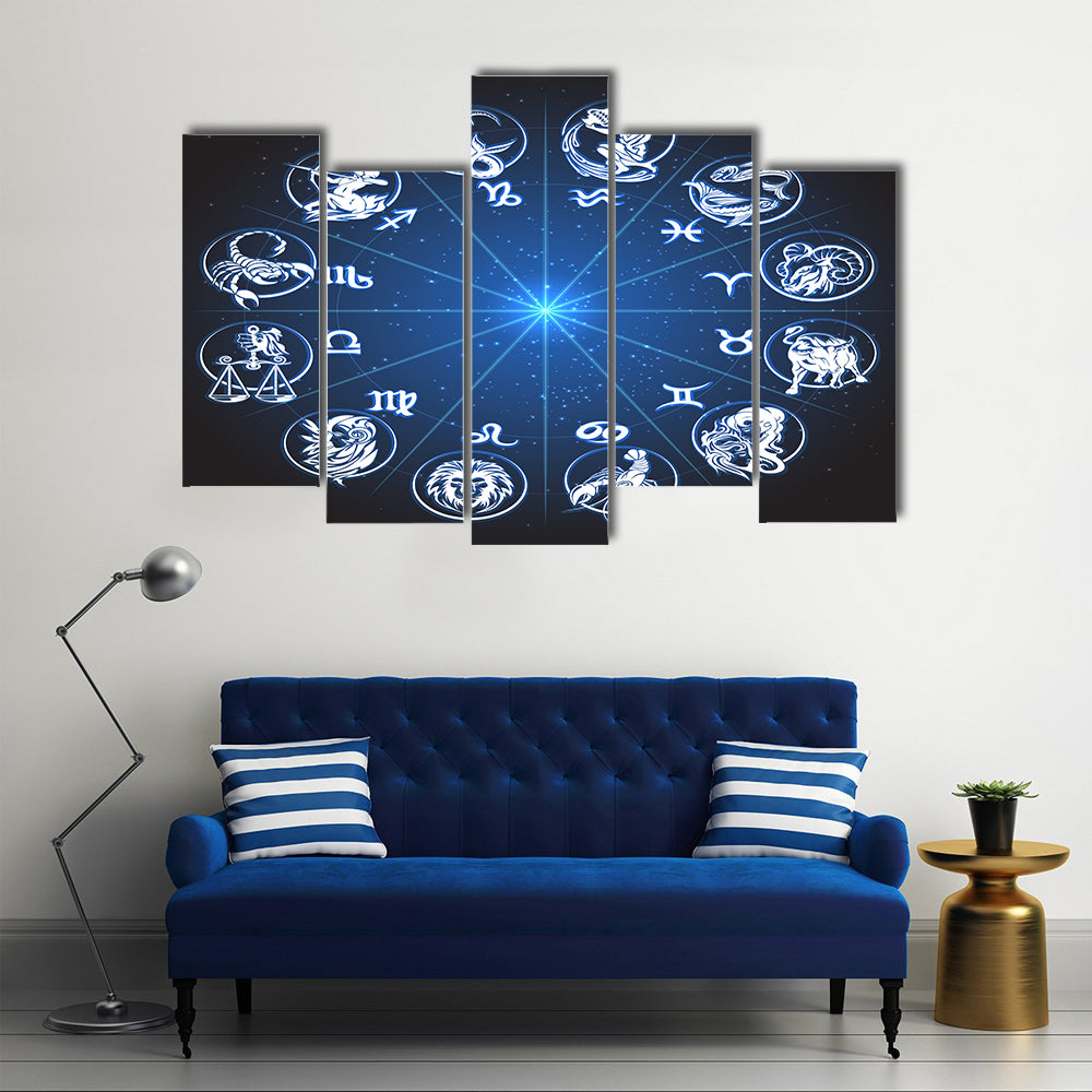 Horoscope Against Stars Multi Panel Canvas Wall Art