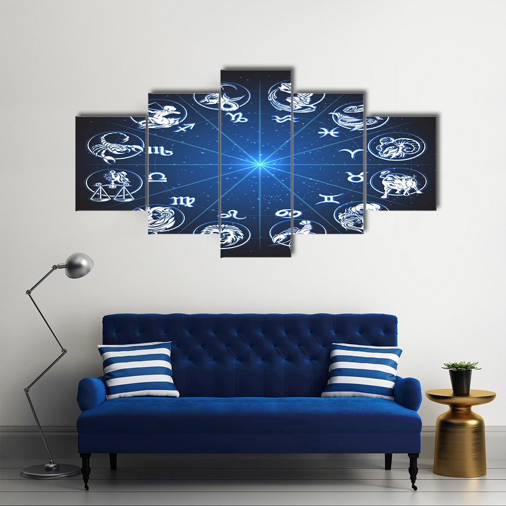 Horoscope Against Stars Multi Panel Canvas Wall Art