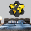 Polygonal world map hexagonal canvas wall art