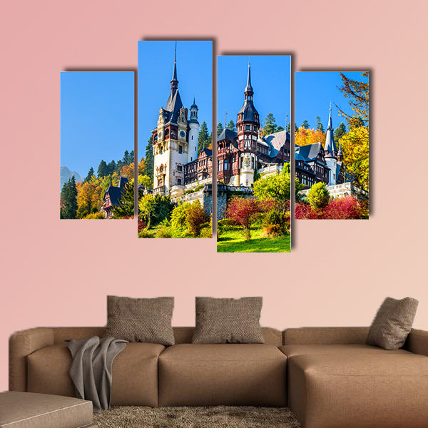 Peles Castle, Romania, beautiful famous royal  multi panel canvas wall art